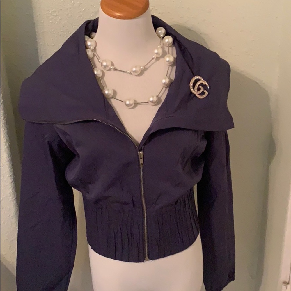Blue short jacket.